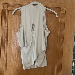 Nulu Wrap-Back Yoga Tank Top cream opal color